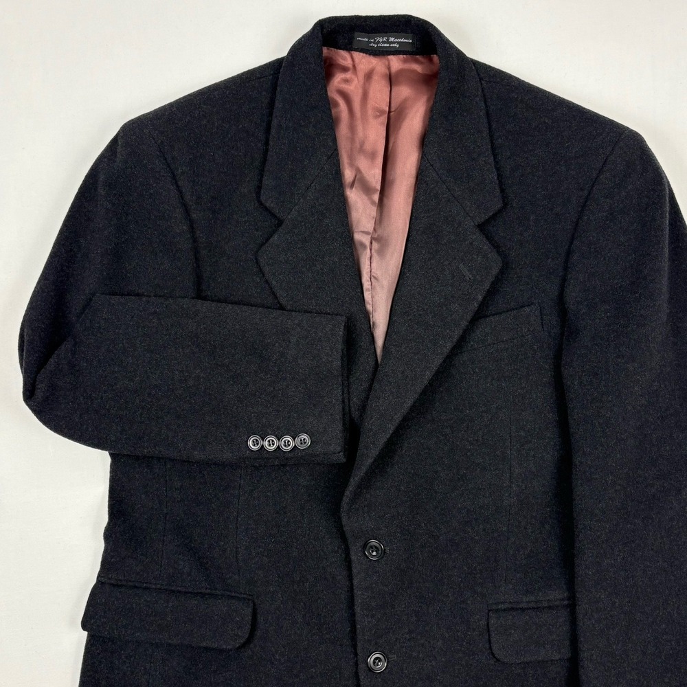 VTG 90s/Y2K Zylos George Machado Dense Wool Flannel Sport Coat 40S Charcoal Gray